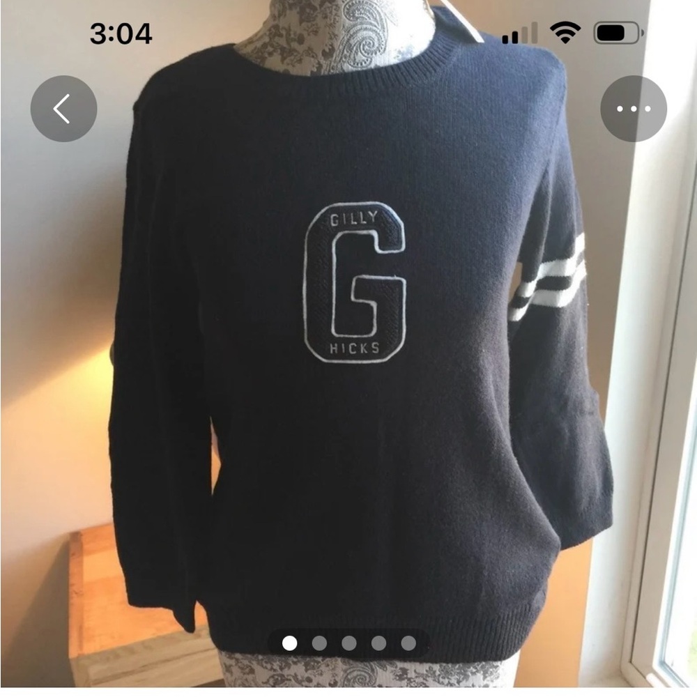 Gilly Hicks Black Crew Neck Sweater with Stripes